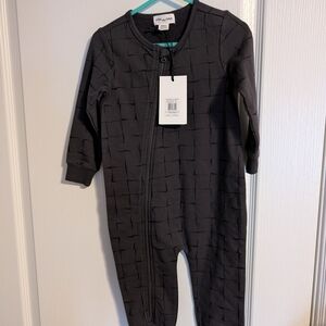 Miles Baby Black Textured One-Piece Zipper Romper for Kids